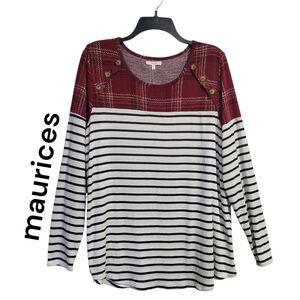 Maurices Women's Top Long Sleeves Stripes Size 0X